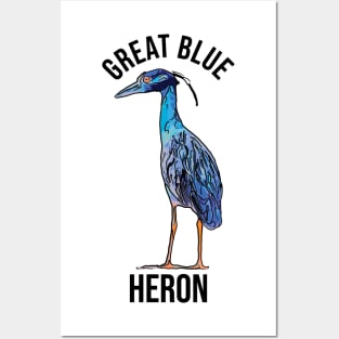 Great Blue Heron Abstract Cartoon Posters and Art